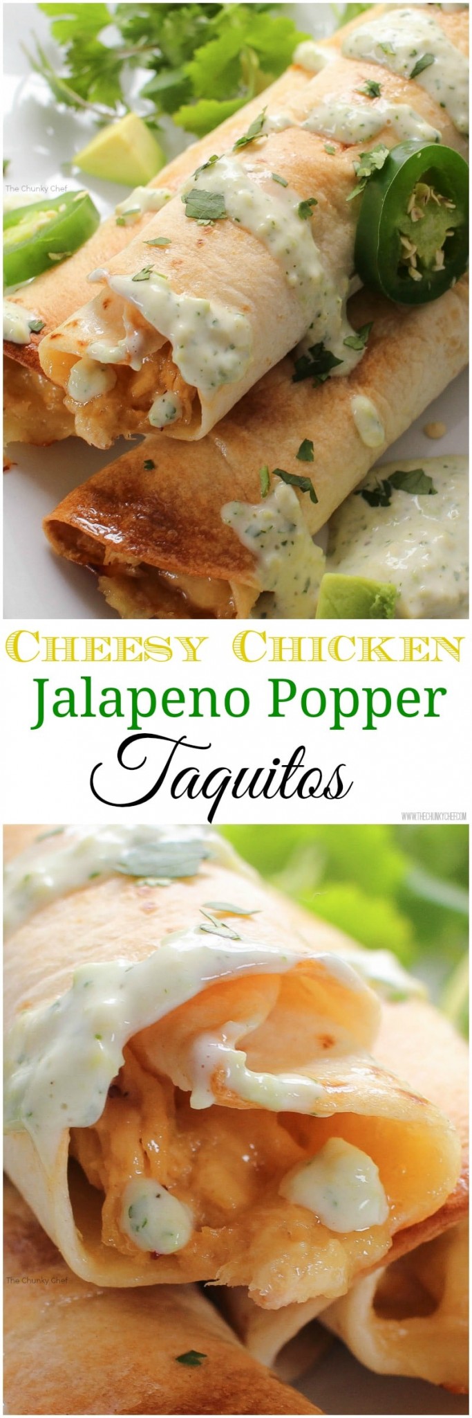 Cheesy Jalape O Popper Chicken Taquitos The Chunky Chef