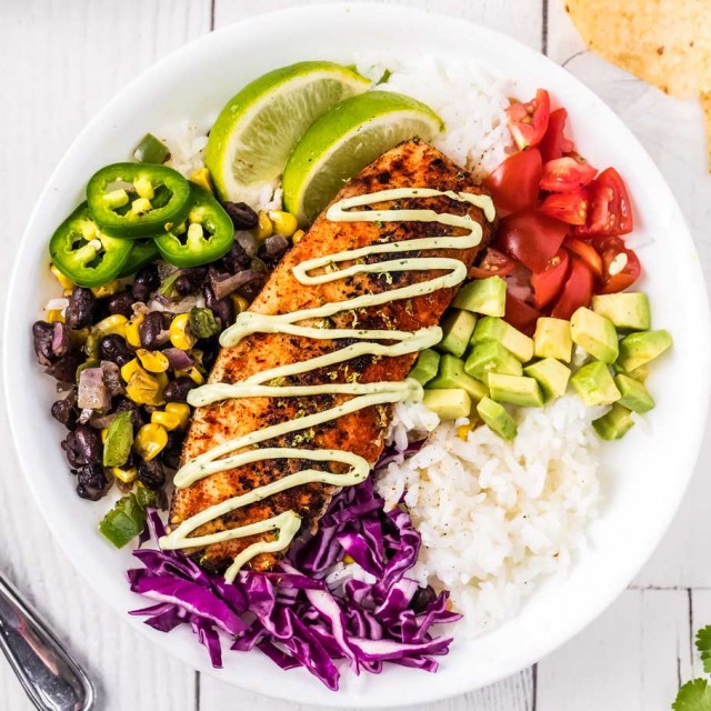 Blackened Fish Taco Bowls Healthy Dinner Idea The Chunky Chef