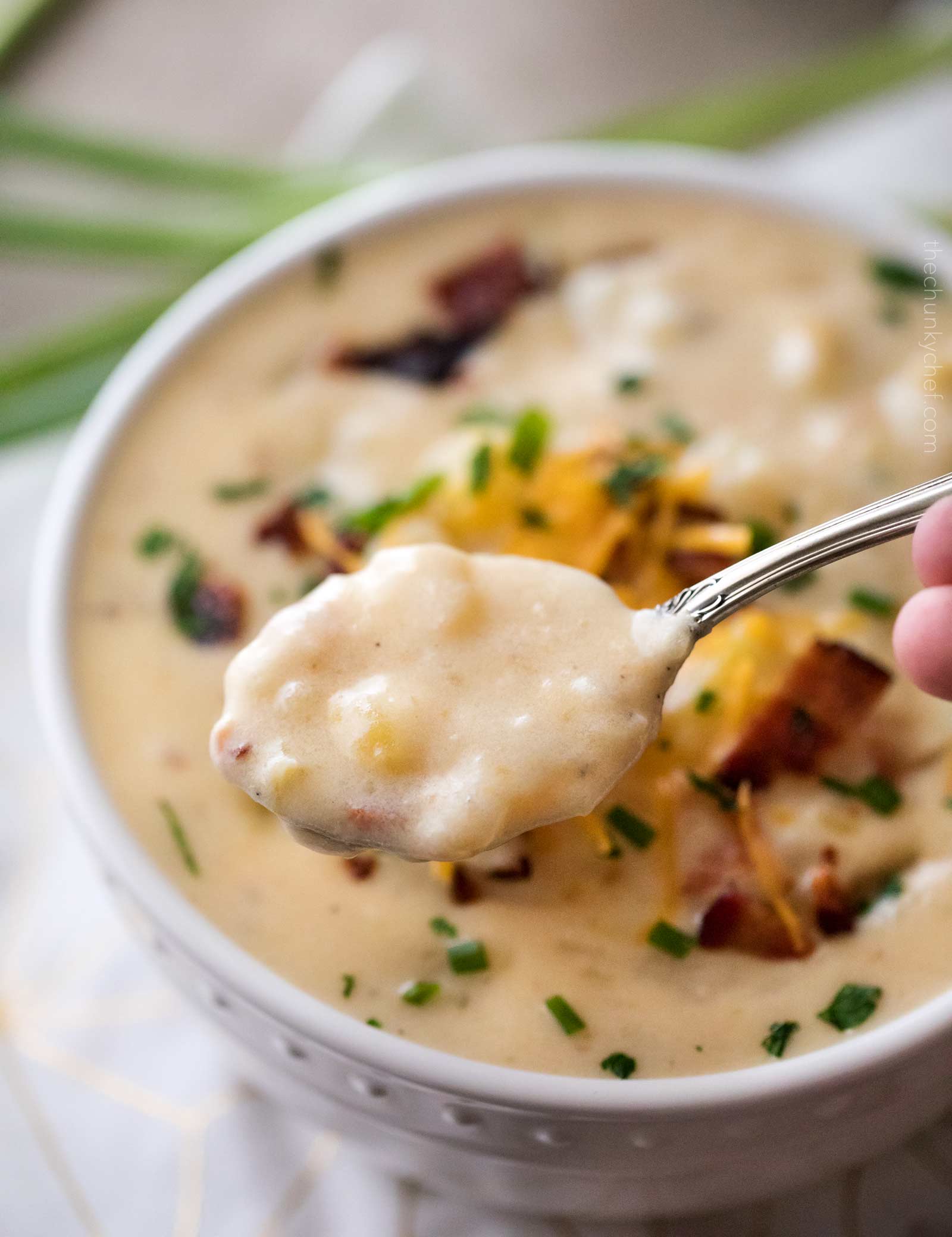 Skinny Crockpot Loaded Potato Soup The Chunky Chef