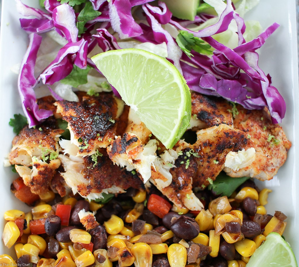 Blackened Tilapia Taco Bowls-14 - The Chunky Chef