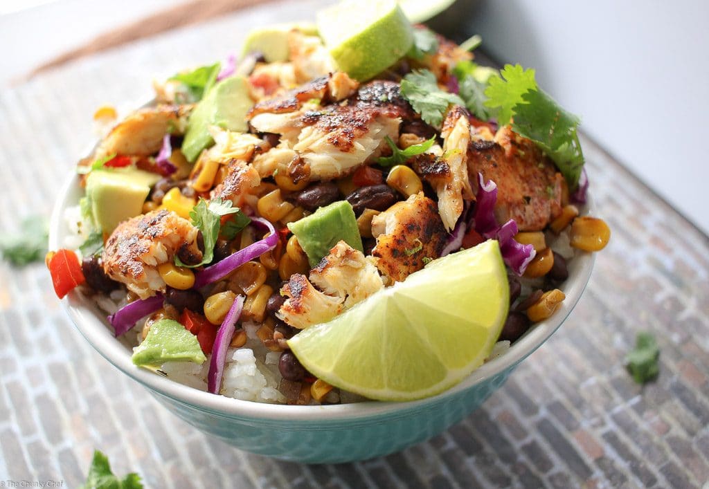 Blackened Tilapia Taco Bowls The Chunky Chef