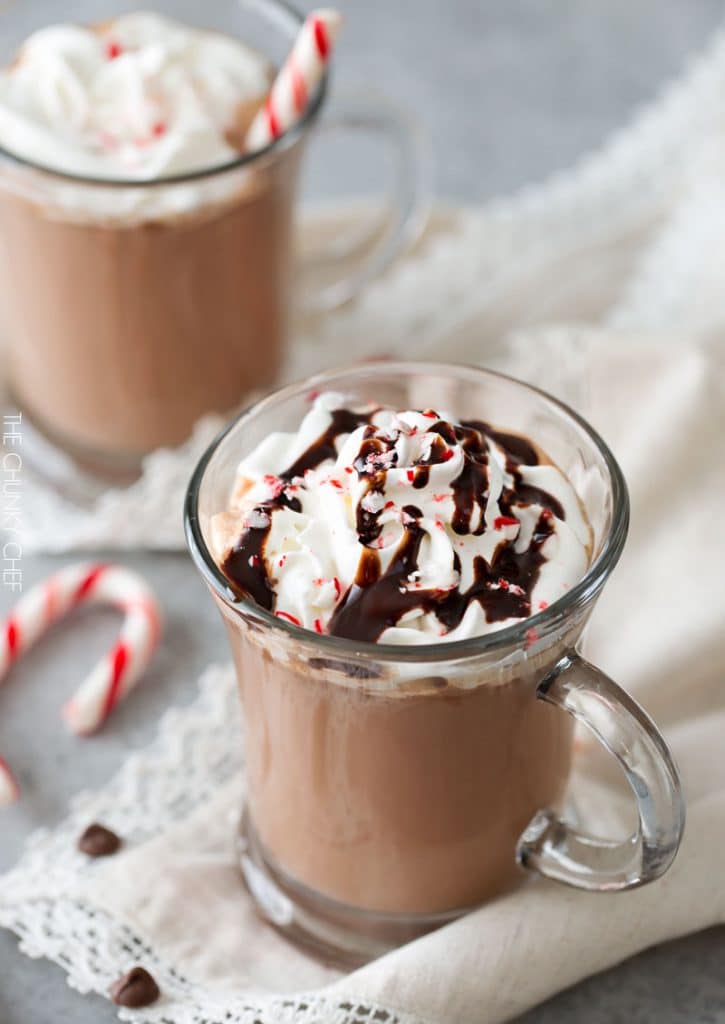 Creamy Peppermint Hot Chocolate - The Chunky Chef