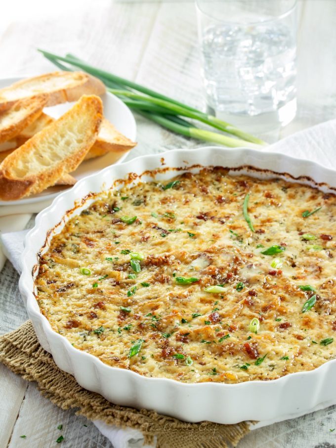 Hot and Cheesy Caramelized Onion Dip - The Chunky Chef