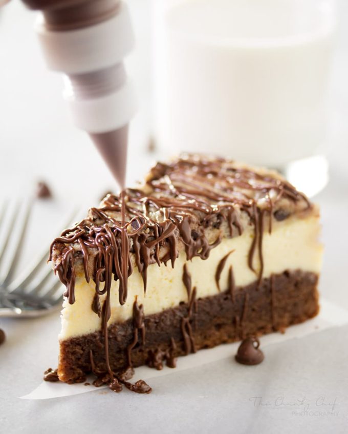 Brownie Bottom Cookie Dough Cheesecake The Chunky Chef