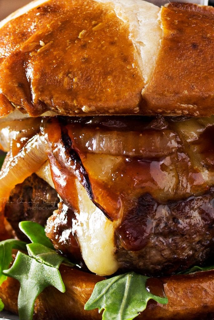 Whiskey Glazed Blue Cheese Burgers - The Chunky Chef