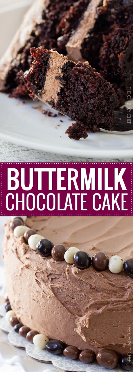 Buttermilk Chocolate Layer Cake - The Chunky Chef