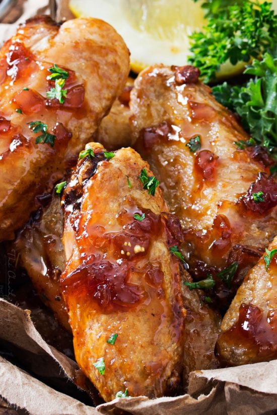 Jack Daniels Glazed Baked Chicken Wings - The Chunky Chef