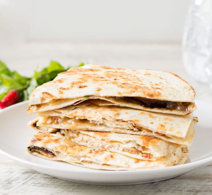 Thai Peanut Chicken Quesadillas - The Chunky Chef