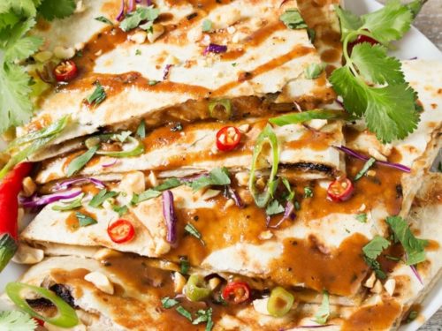 Thai Peanut Chicken Quesadillas