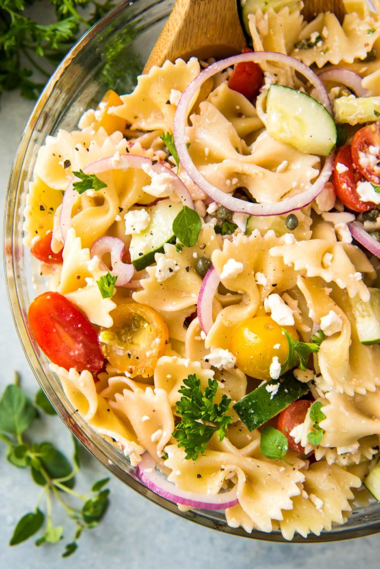 Ultimate Pasta Salad Award Winning The Chunky Chef   Best Potluck Pasta Salad Spoon 768x1150 