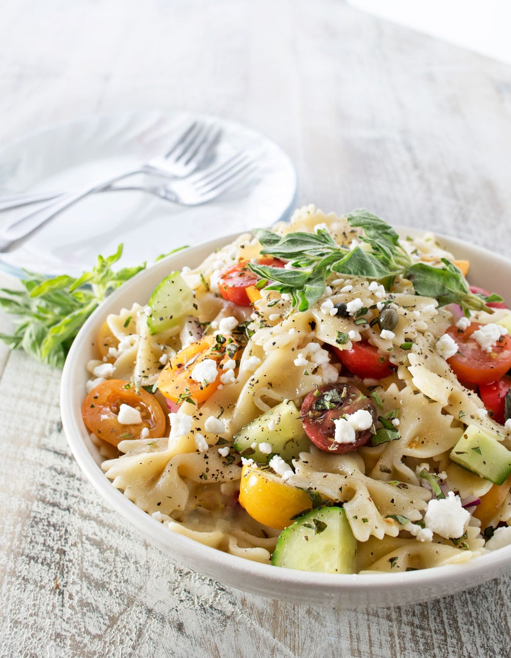 Mediterranean Pasta Salad - The Chunky Chef