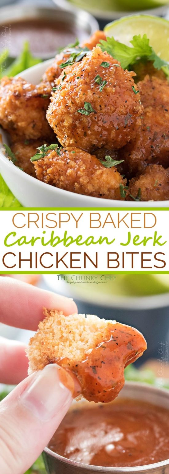 Baked Caribbean Jerk Chicken Bites - The Chunky Chef