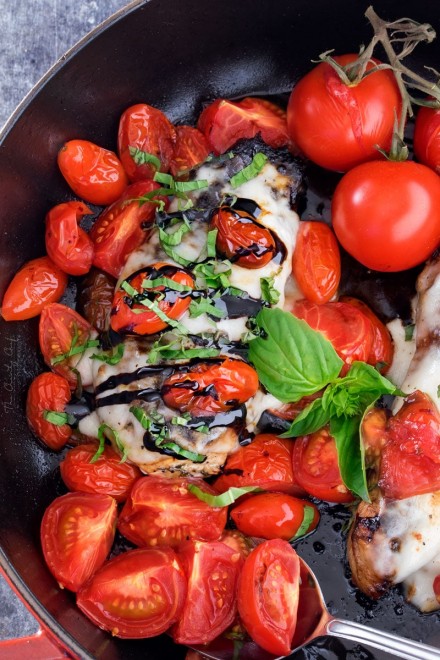 Garlic Balsamic Caprese Chicken - The Chunky Chef