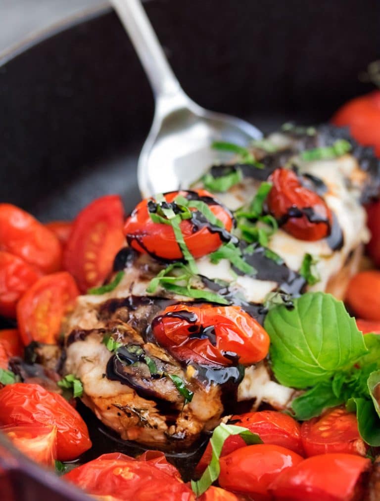 Garlic Balsamic Caprese Chicken - The Chunky Chef