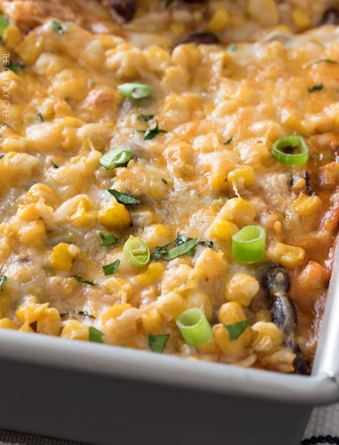 Chicken and Rice Enchilada Casserole - The Chunky Chef