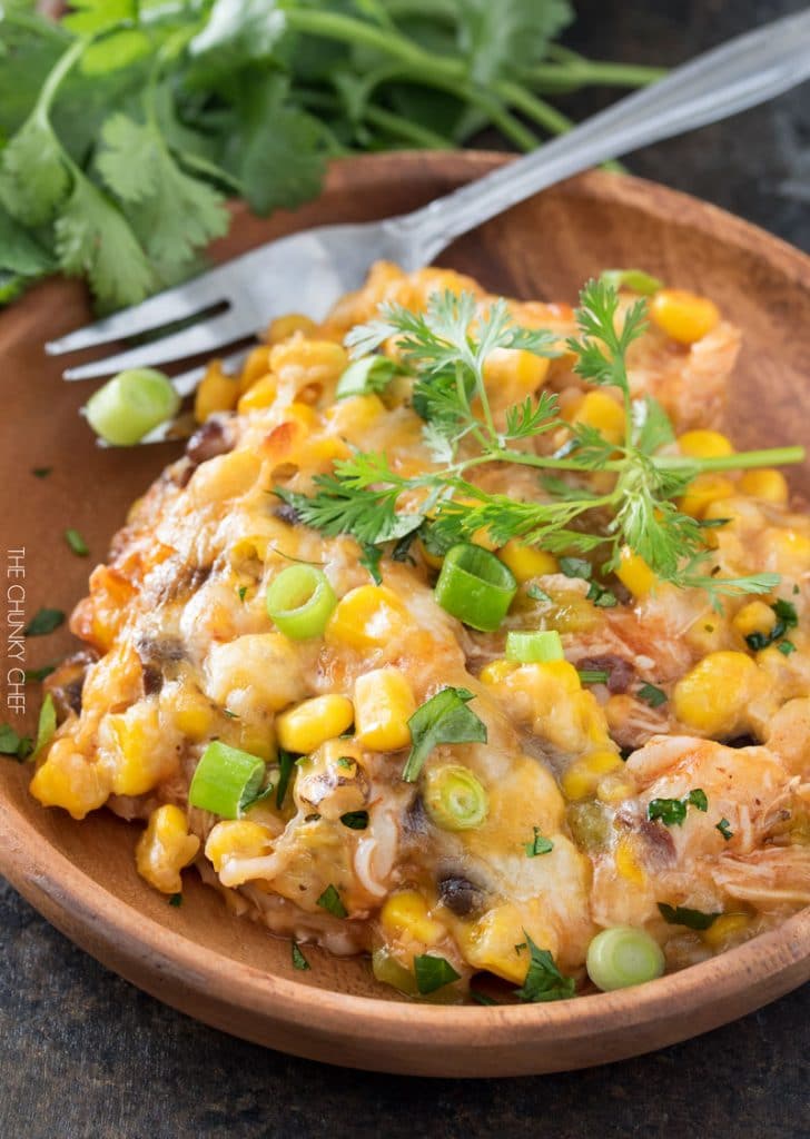 Chicken and Rice Enchilada Casserole - The Chunky Chef