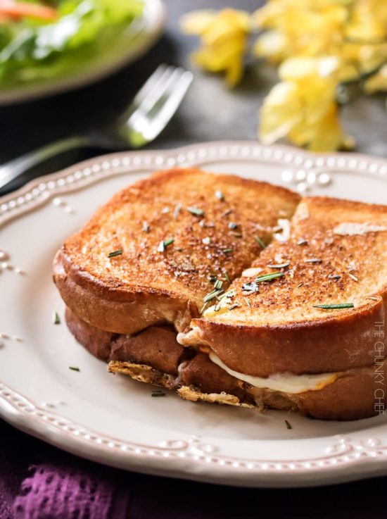 Ultimate Grilled Cheese Gooey Gruyere and white cheddar cheese, savory rosemary butter, and