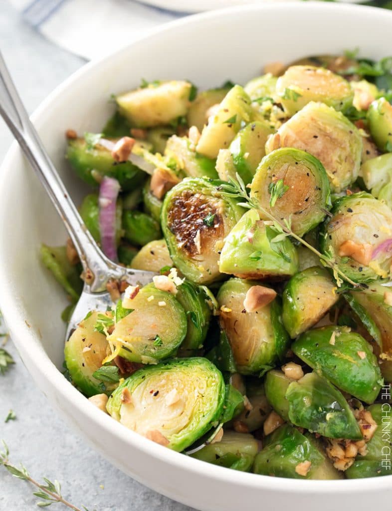 Brussels Sprouts with Toasted Hazelnut Butter - The Chunky Chef