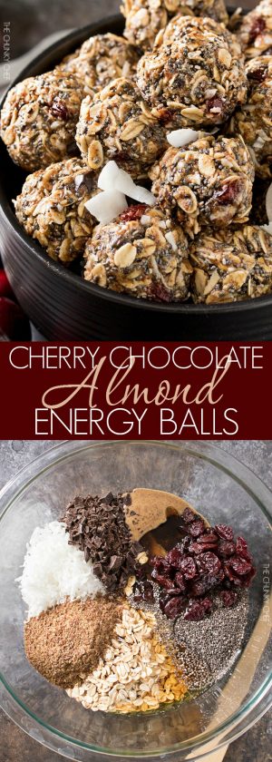 Cherry Chocolate Almond Energy Balls - The Chunky Chef