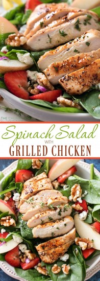 Grilled Chicken Strawberry Spinach Salad - The Chunky Chef