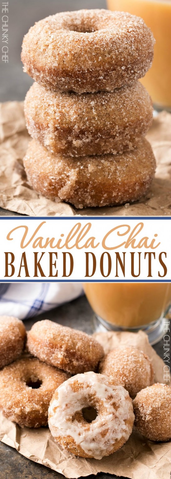 Baked Homemade Vanilla Chai Donuts - The Chunky Chef