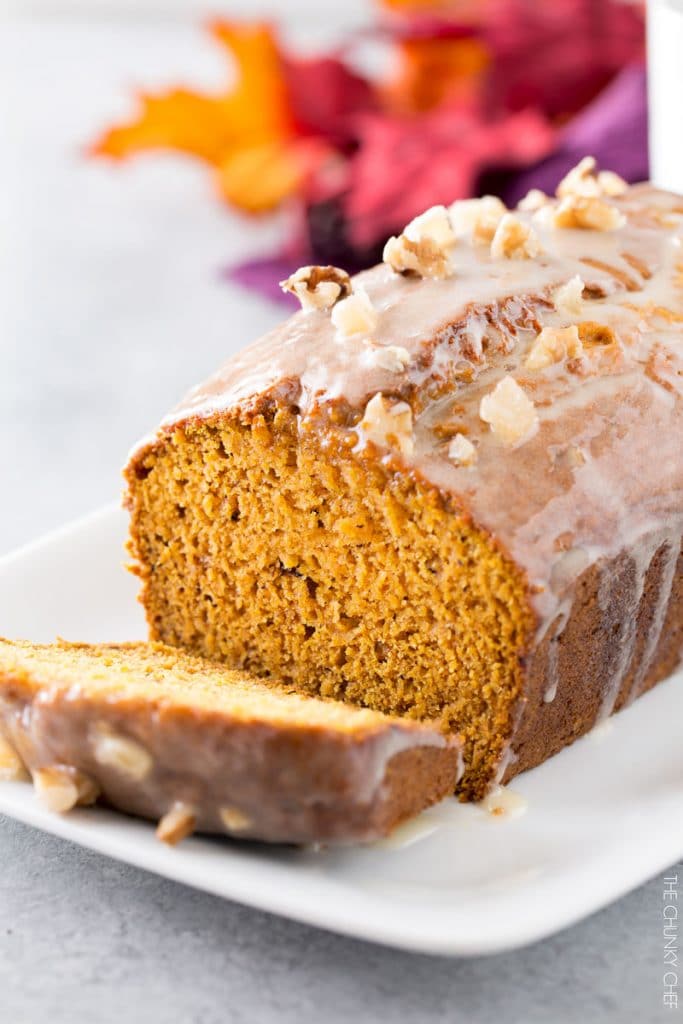 Honey Glazed Pumpkin Banana Bread - The Chunky Chef