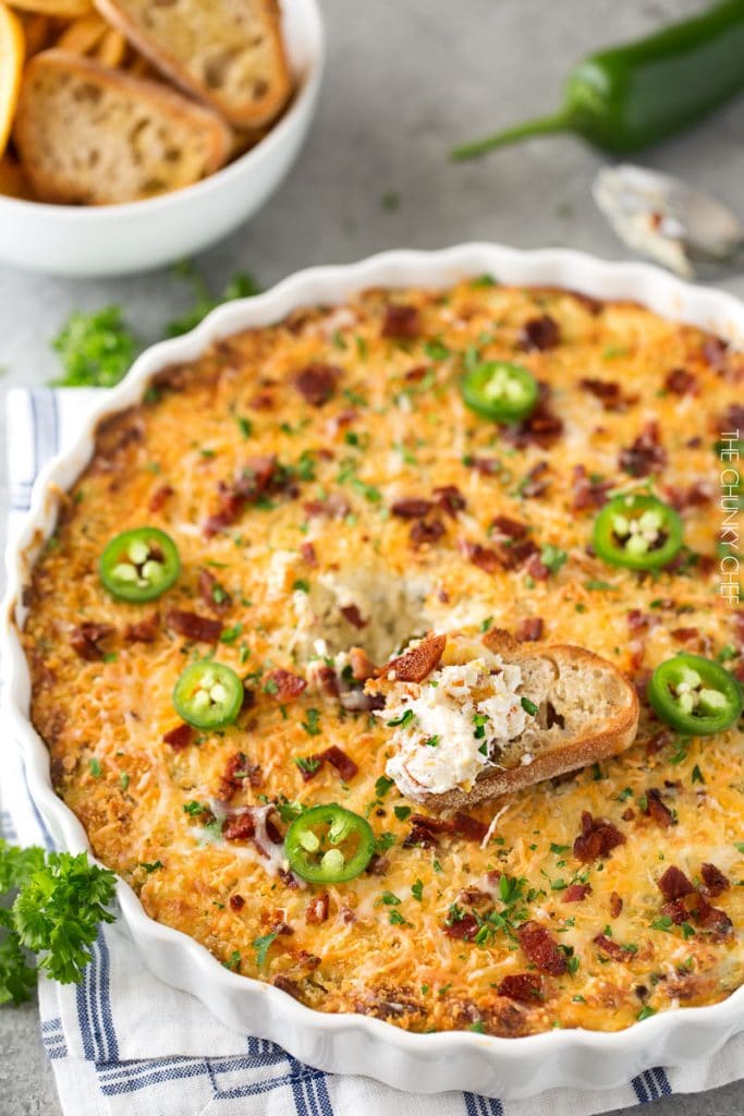 Cheesy Bacon Jalapeno Popper Dip - The Chunky Chef