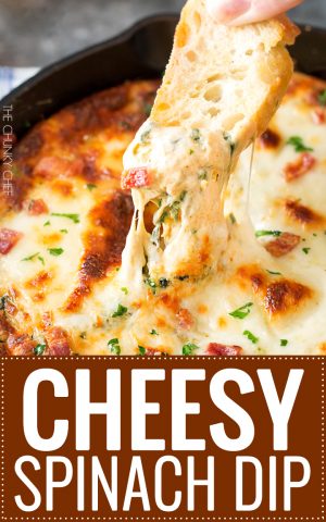 Cheesy Bacon Spinach Dip - The Chunky Chef