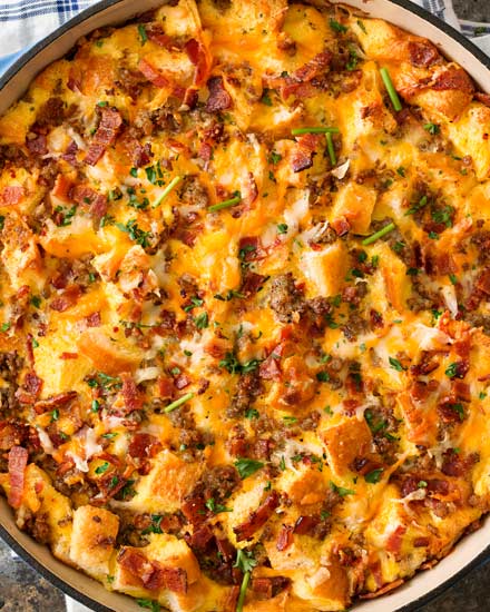 Loaded Overnight Breakfast Casserole - The Chunky Chef