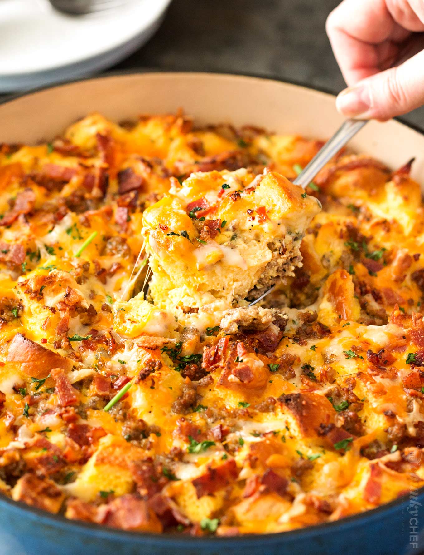 Loaded Overnight Breakfast Casserole - The Chunky Chef