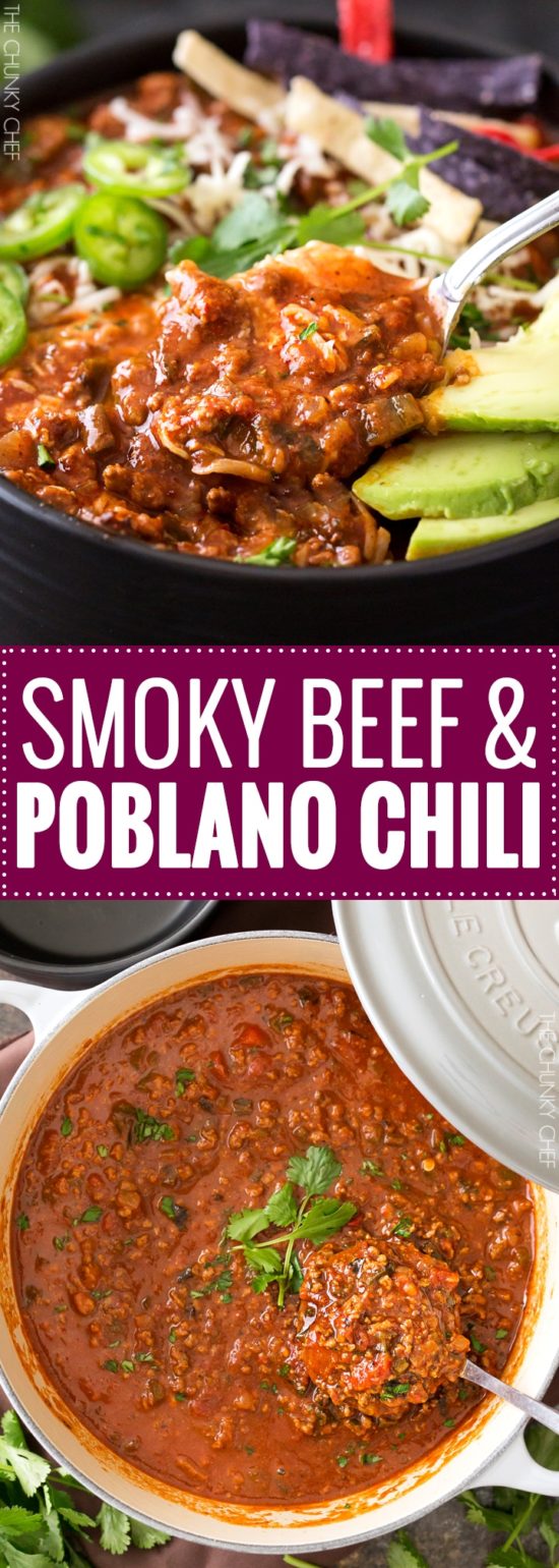 Smoky Beef and Poblano Pepper Chili - The Chunky Chef