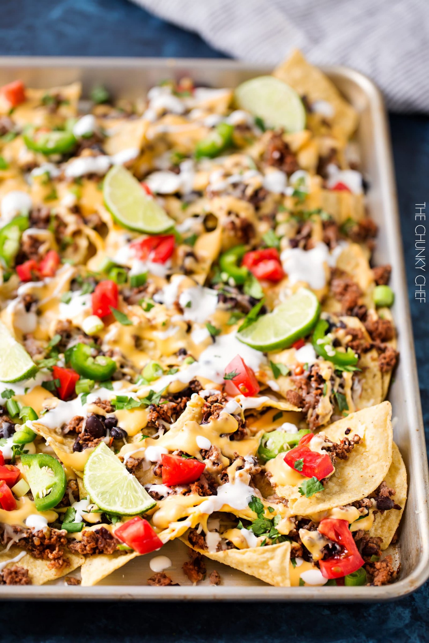 Beef And Bean Sheet Pan Nachos - The Chunky Chef