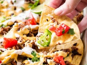 Beef and Bean Sheet Pan Nachos - The Chunky Chef