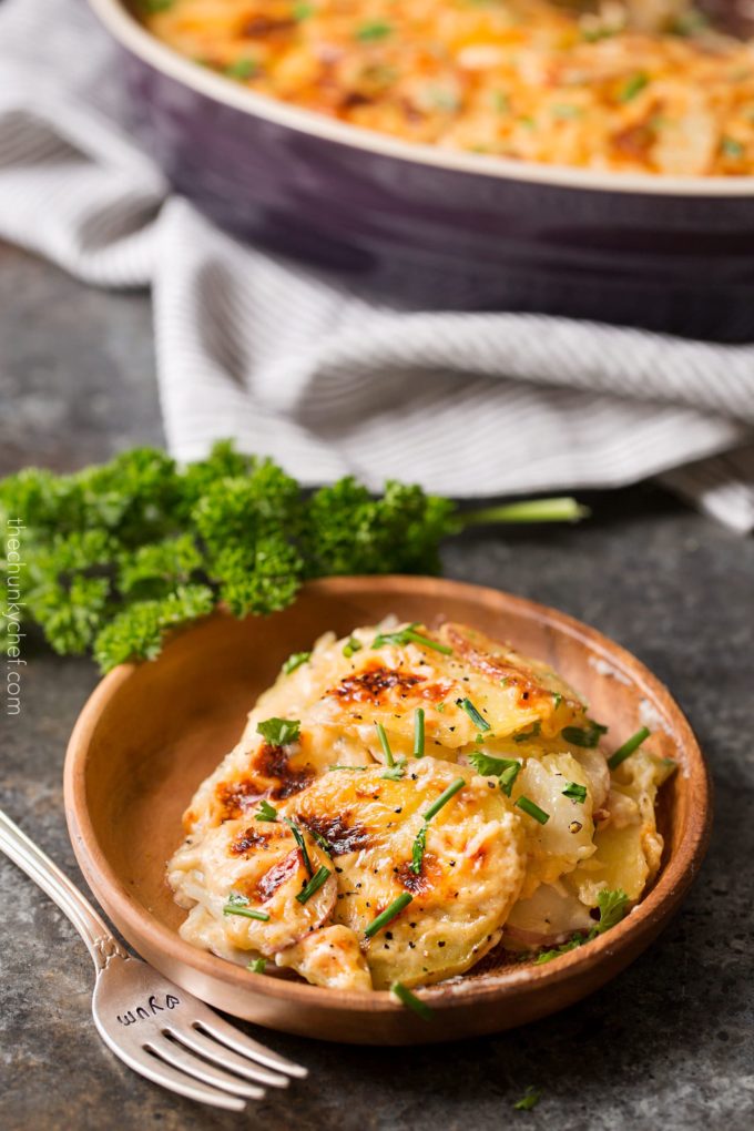 Cheesy Scalloped Potatoes (No Fail Recipe!) - The Chunky Chef