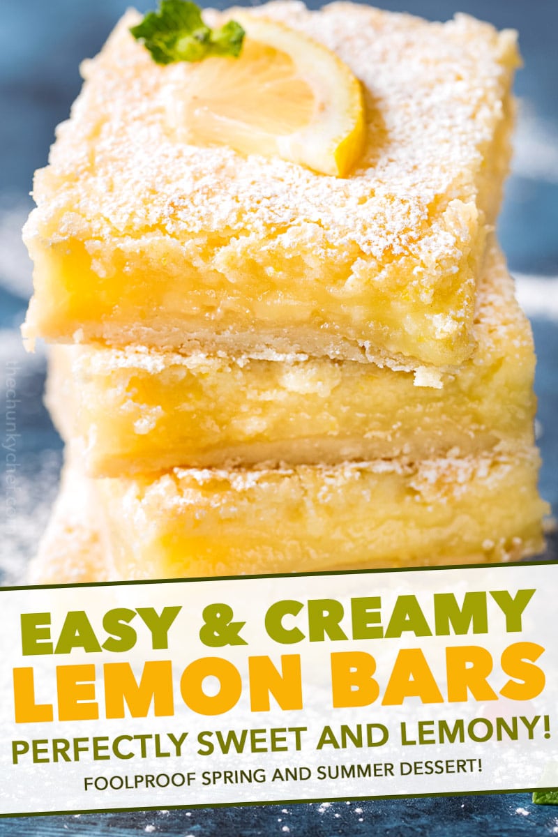 Creamy Lemon Bar Recipe (perfect Spring Dessert!) - The Chunky Chef