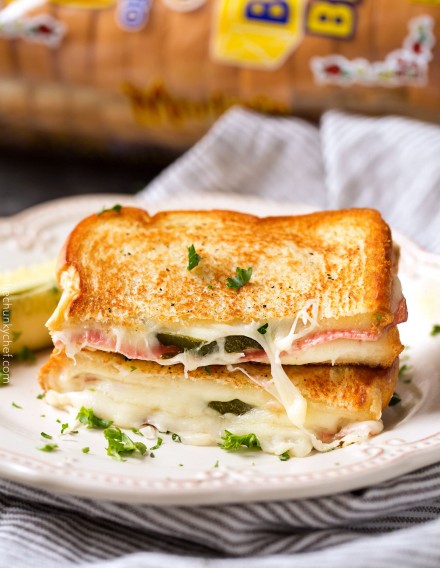 Salami and Pickle Grilled Cheese - The Chunky Chef