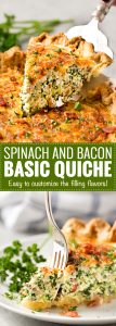 Basic Cheesy Spinach Quiche With Bacon - The Chunky Chef