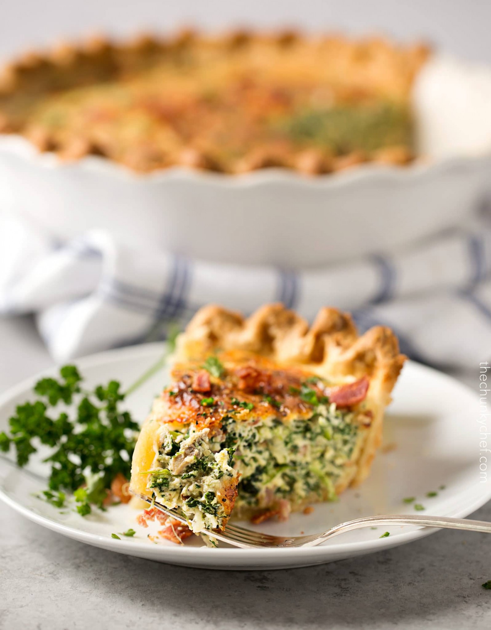 Basic Cheesy Spinach Quiche with Bacon - The Chunky Chef