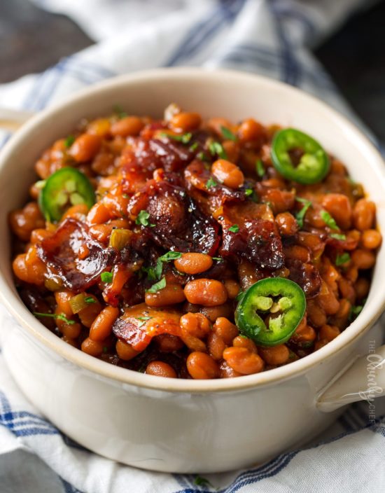 Spicy Baked Beans with Bacon - The Chunky Chef