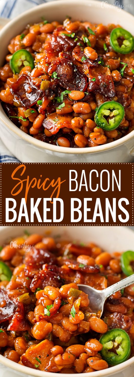 Spicy Baked Beans with Bacon - The Chunky Chef