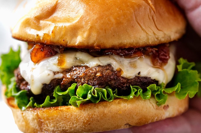 Cheeseburgers with Bourbon Bacon Jam - The Chunky Chef