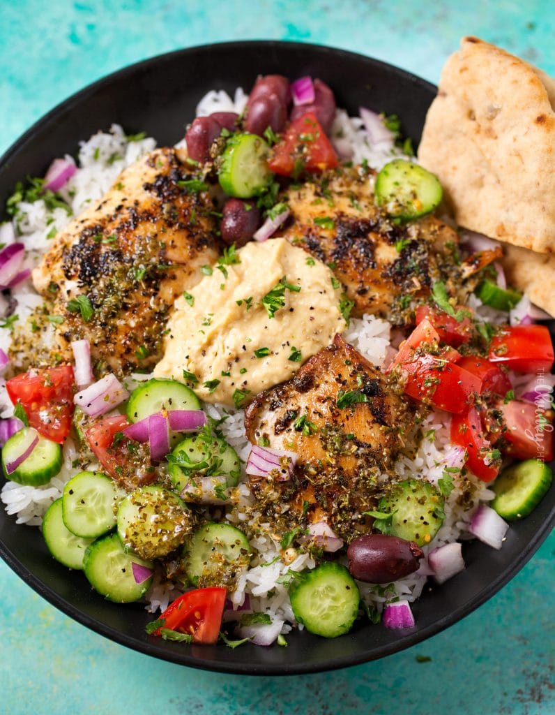 20 Minute Greek Chicken Rice Bowl - The Chunky Chef