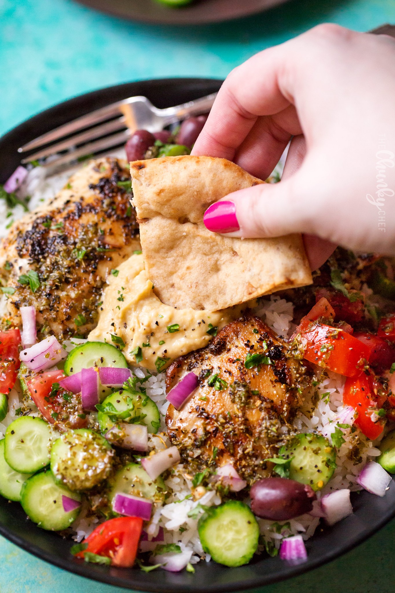 20 Minute Greek Chicken Rice Bowl - The Chunky Chef