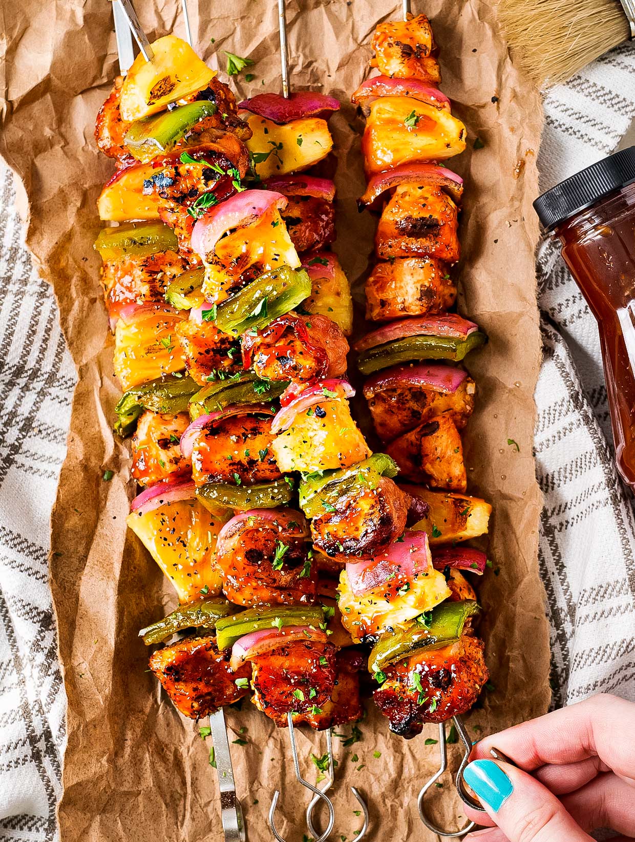 Grilled BBQ Chicken Kabobs (perfect for summer!) - The Chunky Chef