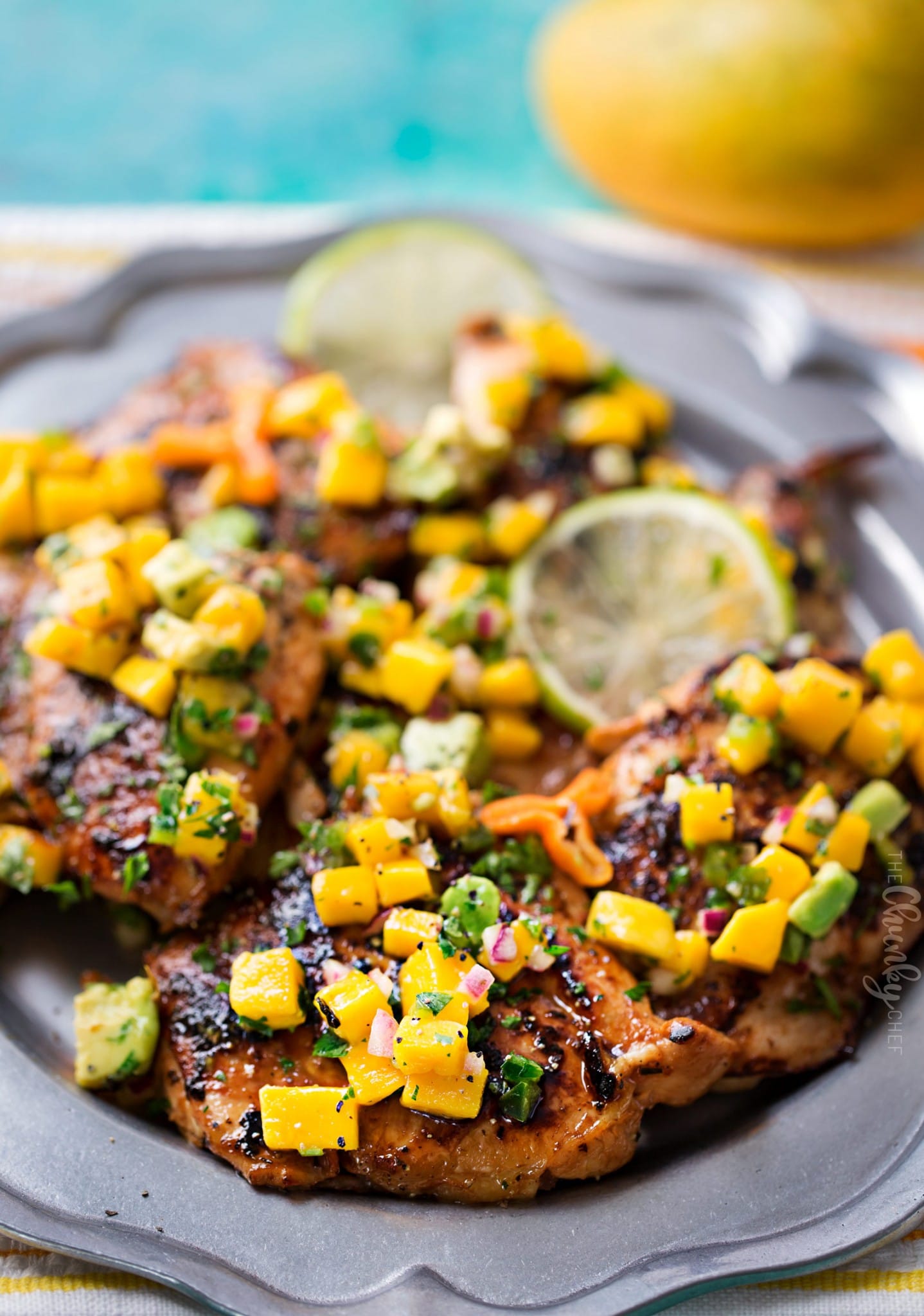 Jerk Chicken Thighs With Avocado Mango Salsa The Chunky Chef 7241