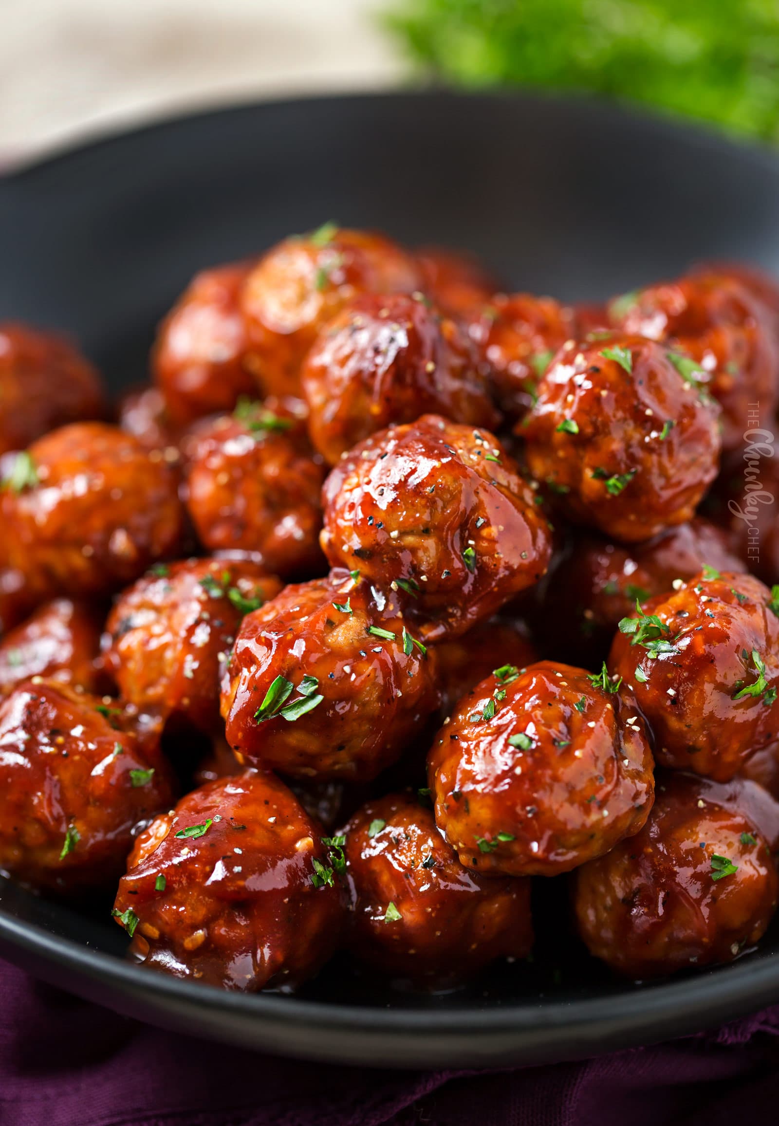 Cranberry BBQ Crockpot Meatballs - The Chunky Chef