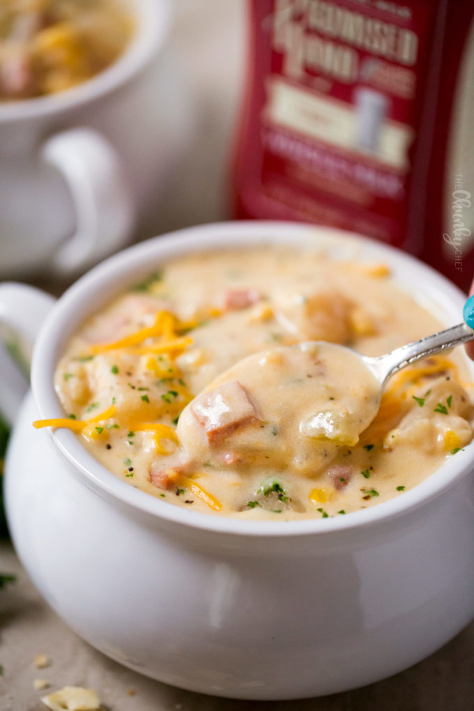 Slow Cooker Cheesy Ham Chowder - The Chunky Chef