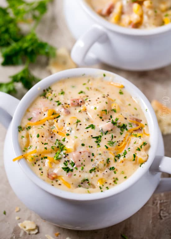 Slow Cooker Cheesy Ham Chowder - The Chunky Chef