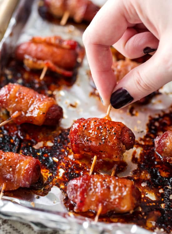 BaconWrapped Little Smokies (sweet & spicy) The Chunky Chef