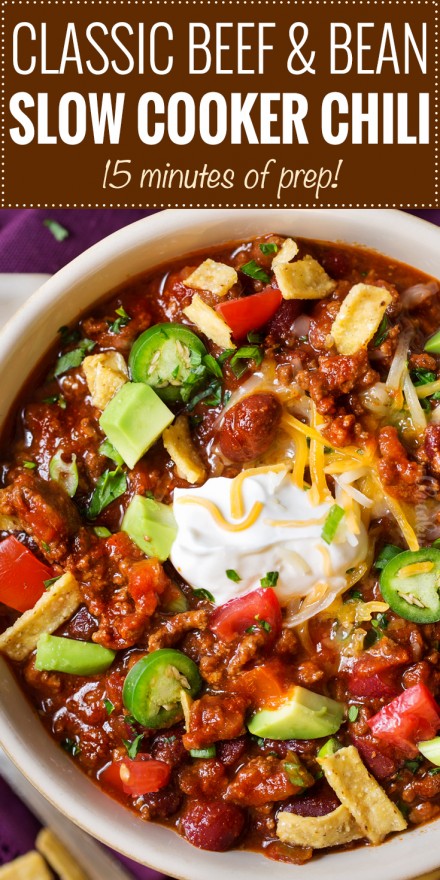 Classic Beef and Bean Slow Cooker Chili - The Chunky Chef